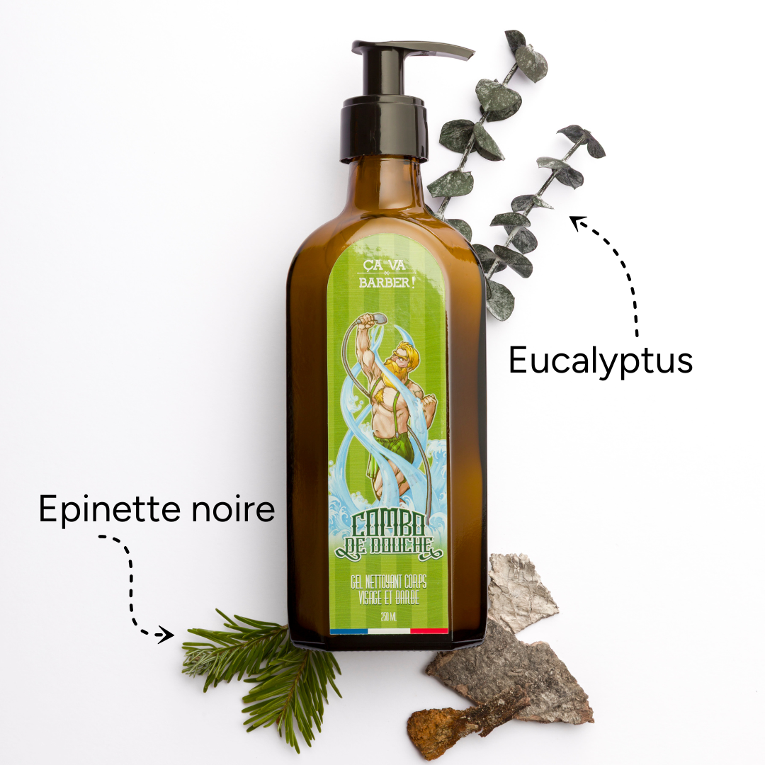 Combo de douche "à la Bûcheron" - Nettoyant barbe/visage/corps