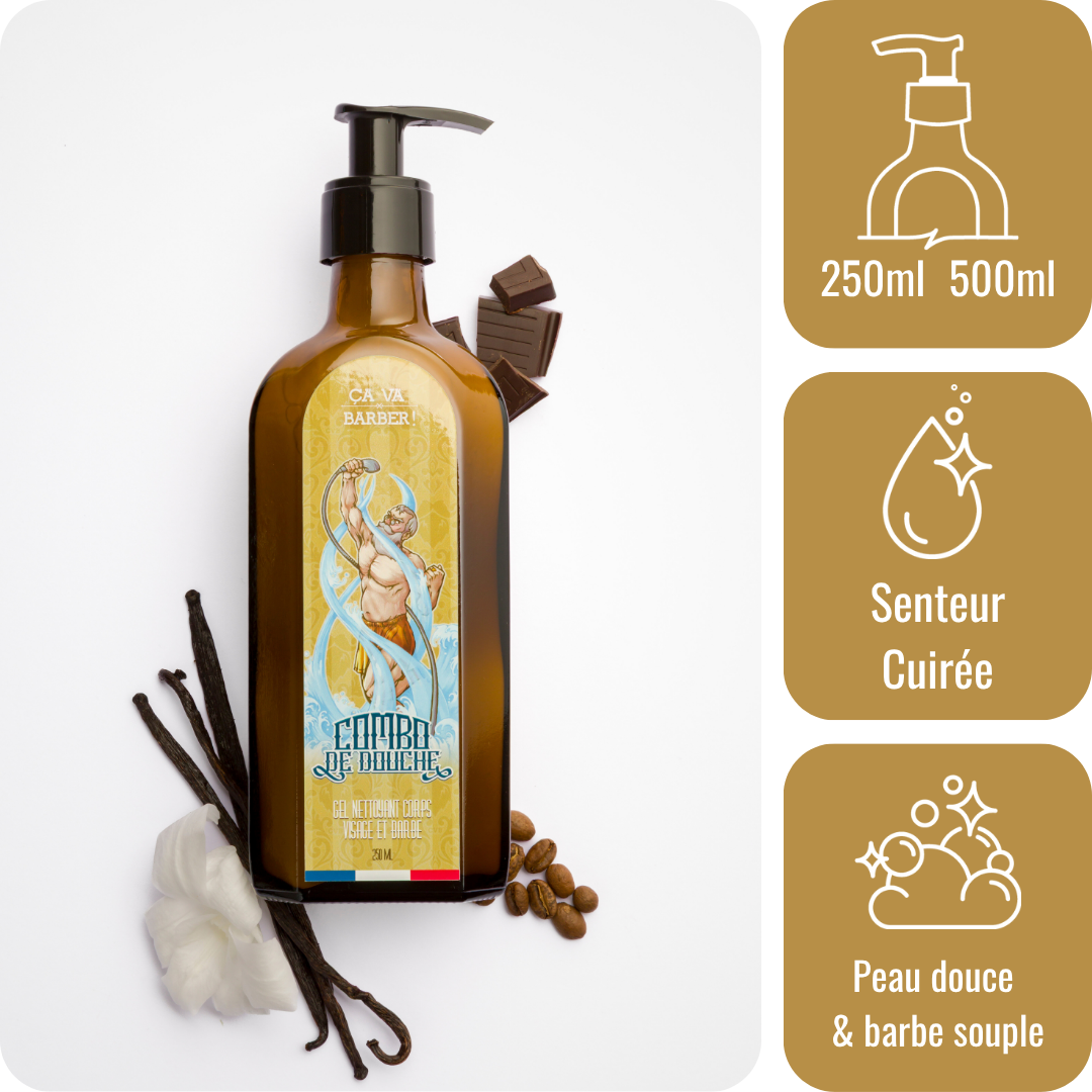 Combo de douche "à l'Ancienne" - Nettoyant barbe/visage/corps