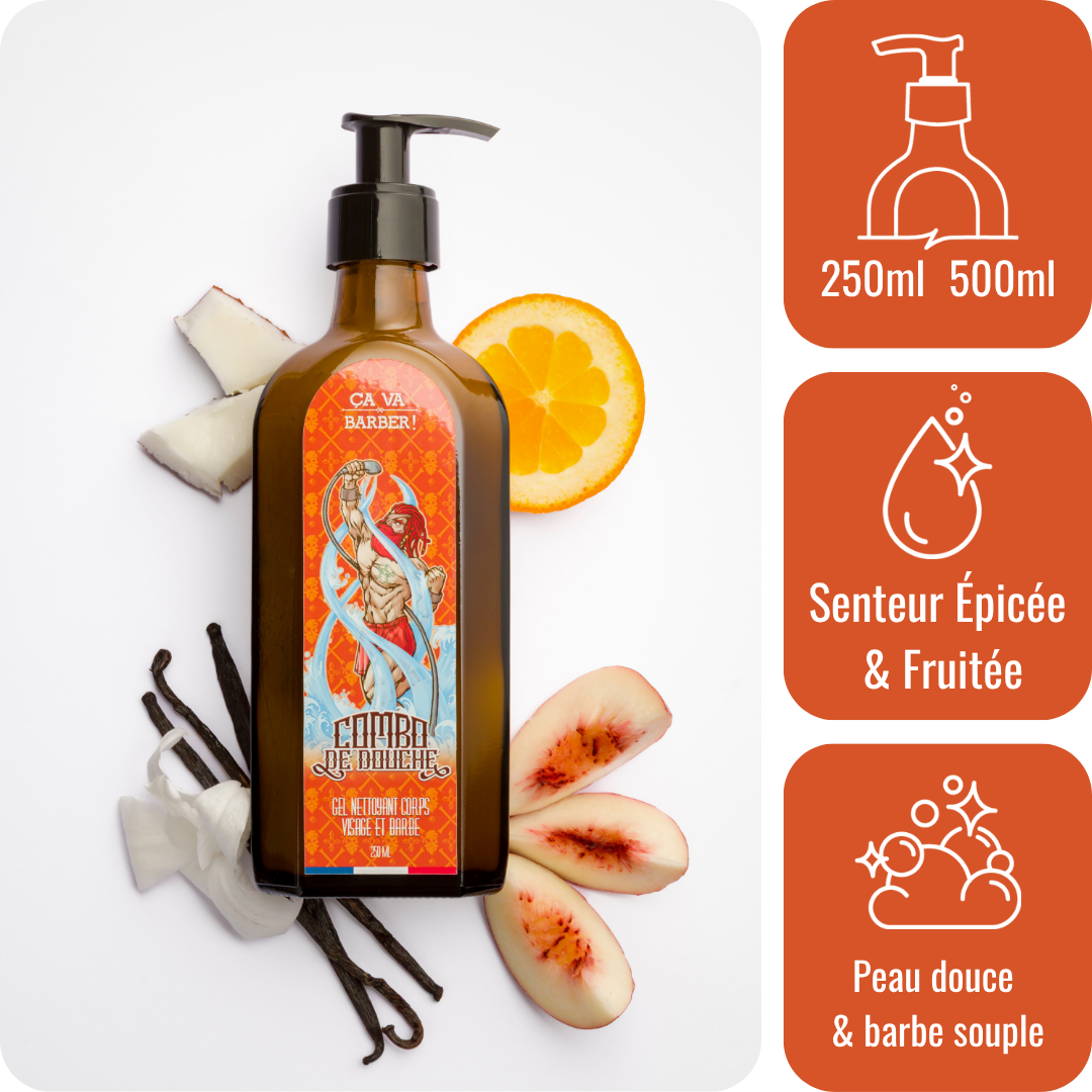 Combo de douche "à la Pirate" - Nettoyant barbe/visage/corps