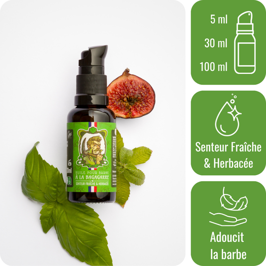 Huile pour barbe - Senteur Herbacée et fraiche - à la Bagagarre