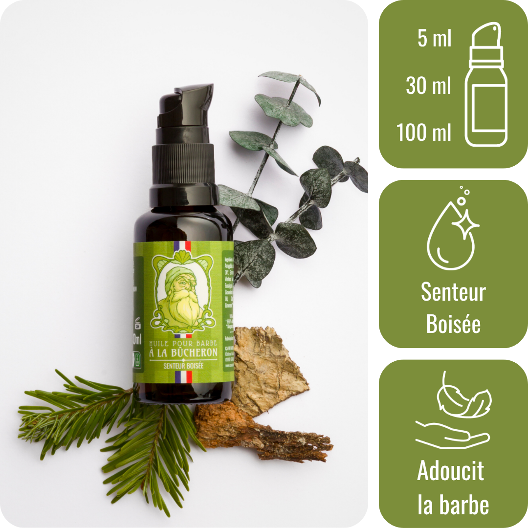 Huile pour barbe - Senteur Boisée - à la Bûcheron