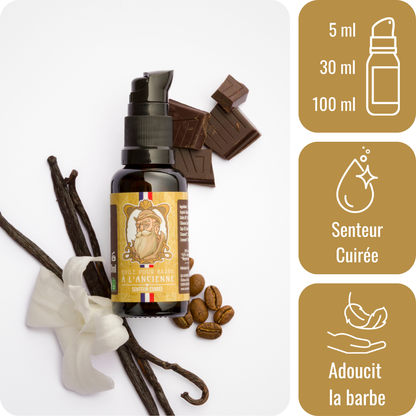 Huile pour barbe - Senteur Cuir - à l'Ancienne