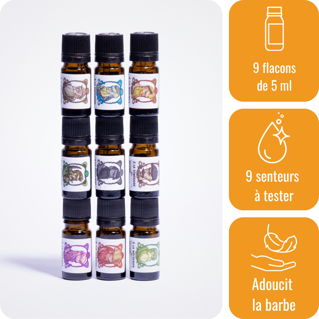 Pack découverte huiles pour barbe - 9 x 5 ml