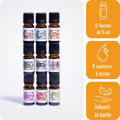 Pack découverte huiles pour barbe - 9 x 5 ml