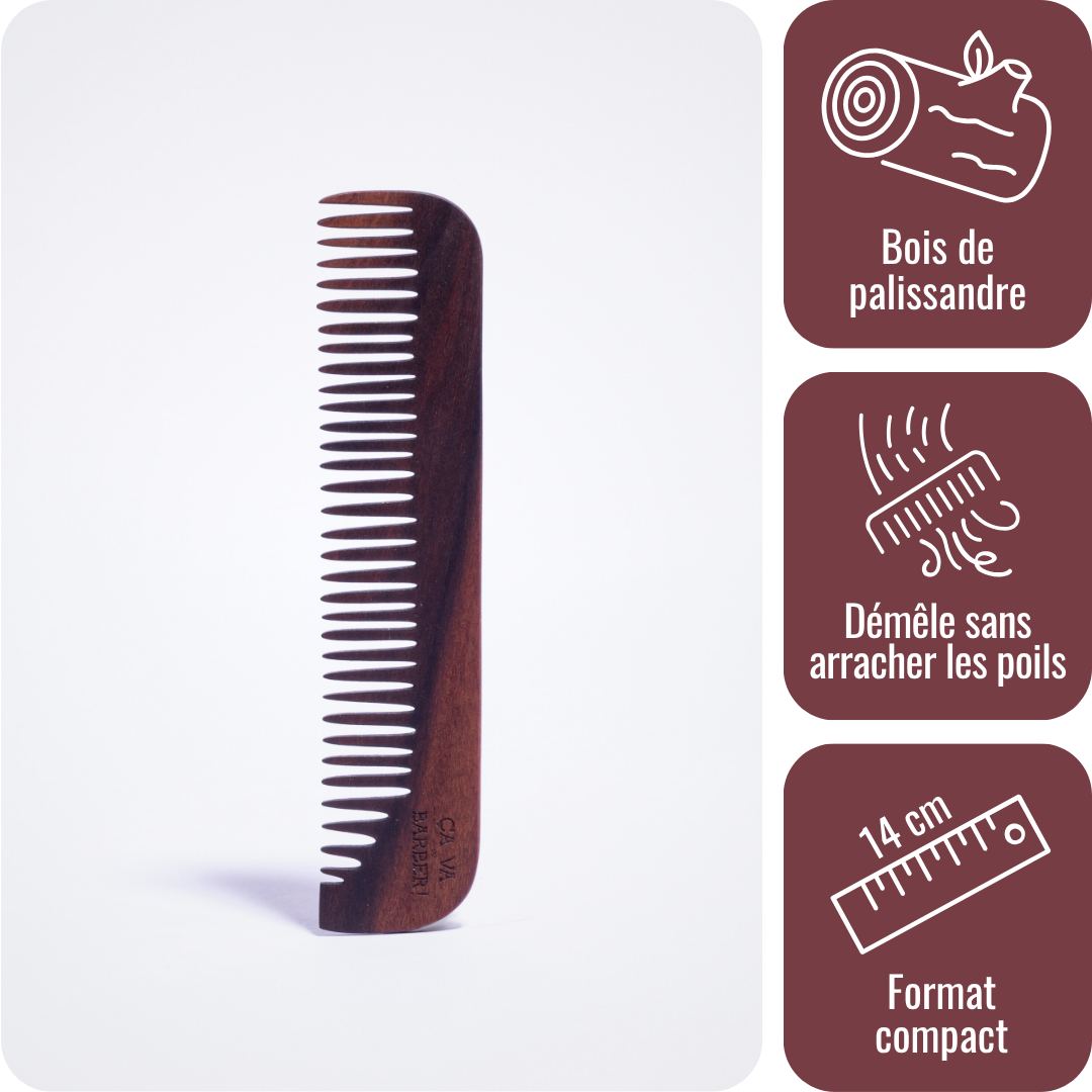 Peigne pour barbe et cheveux en bois de palissandre