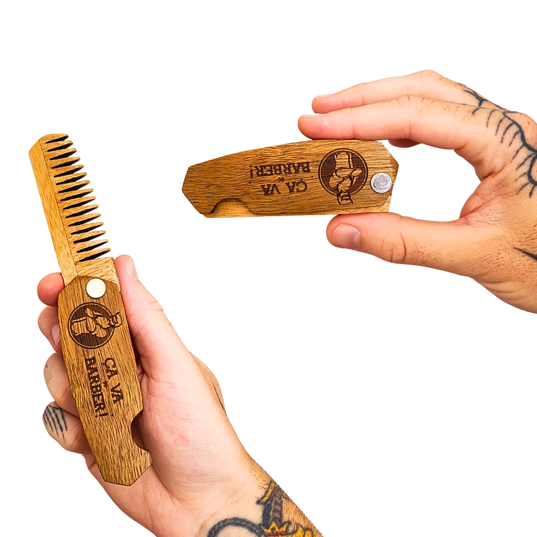 Peigne pour barbe pliable en noyer